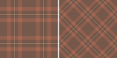 Tartan vektörsüz desenli, kumaş desenli kumaş ekoseli kumaş kontrolü. Toprak renklerine bürünmüş. Şık oturma odaları için modern halılar.