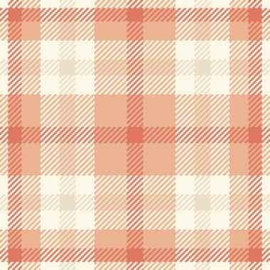 Yatak dokusu kontrolü, antika tekstil dikişsiz kumaş. Kimlik deseni turuncu ve eski dantel renk paletinde tartan vektör ekoseli.