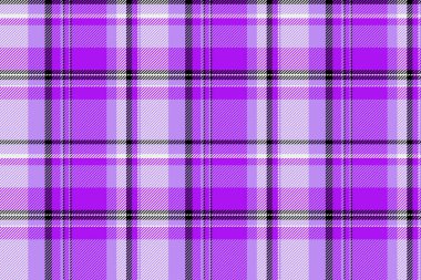 Eps vektör dokusu, sert, pürüzsüz desenli ekose. Erkeksi tartan, mor ve parlak renk paletinde arka plan kumaşını kontrol et.