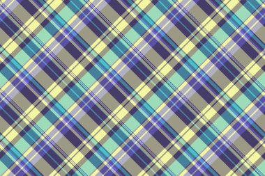 Yapısal tekstil kontrolü, piknik battaniyesi dikişsiz vektör ekoseli. Pastel ve çivit rengi palette hippi tartan kumaş dokusu arkaplanı.