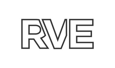 RVE logo tasarım şablonu güçlü ve modern kalın metinlerle. Basit ve minimal tipografi içeren ilk tabanlı vektör logosu. Modayı takip eden şirket kimliği markalar için ideal..