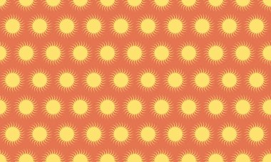 Canlı güneş patlaması deseni, yaz tasarımları için mükemmel. Bu neşeli, tekrarlayan tasarım sıcaklığı, mutluluğu ve iyimserliği çağrıştırıyor. Tekstil, web siteleri ve markalaşma için ideal.