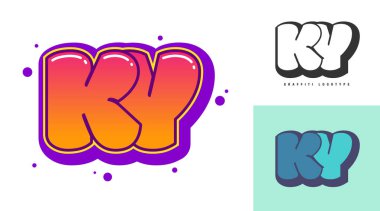 Festival ya da parti için KY logo tasarımı. Graffiti tarzında 
