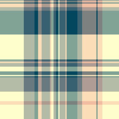 Grafiksel, pürüzsüz vektör kumaşı, bitmeyen desen kontrolü tekstil. Pastel ve cyan renk paletinde değişken desenli tartan arkaplan ekoseli.