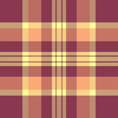 Kestane rengi, şeftali rengi ve sarı tonlu kusursuz ekose desenli. Sıcak, kırsal tekstil tasarımı. Özgeçmiş, giysi ve el işi için ideal. Çok yönlü doku.