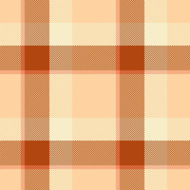 Karışık arkaplan desenli, kart vektörsüz tekstil. Etek kumaş ekoseyi turuncu ve açık renk paleti ile kontrol et.