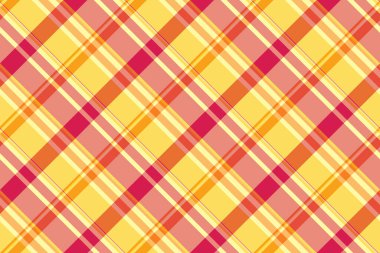 Kare ekoseli vektörsüz, ipeksi kumaşlı tartan. Kırmızı ve turuncu renk paletinde tekstil desenini turuncu arkaplan.