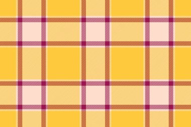 Koleksiyonsuz ekose arka plan, okula tartan kumaş tekstili. Kehribar ve açık renk paletinde ton dokusu vektör deseni kontrolü.