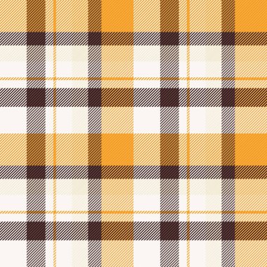 Asimetrik arkaplan vektör dokusu, ABD desenli tartan. Turuncu ve beyaz renk paleti ile bembeyaz ekose kumaşı kontrol et.