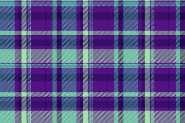 Çizim dokusu kumaş, ambalaj kumaşı desenleri dikişsiz. Mor ve açık renk paletinde basit ekose arkaplan vektörünü kontrol et.