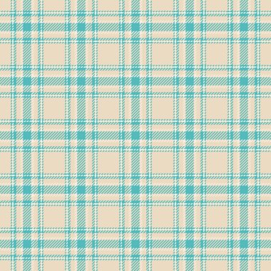 Uzunluk, kumaş dikişsiz, tekstil dokusu vektörü. Hint desenli ekose ekose arkaplan ışık ve gök mavisi paleti.