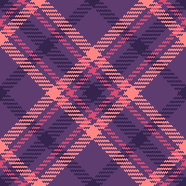 Pencere tartan desenli, yorgan örtülü ekose desenli. Mor ve kırmızı renk paletinde kilt vektörsüz kumaş arkaplanı.