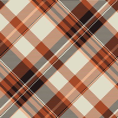 Tekstil ekose desenli, dünya çapında kumaş arka plan vektörü. Etek desensiz turuncu ve açık renk paleti ile tartanı kontrol et.