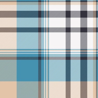 Klasik ekose desenli mavi, bej ve siyah çizgili. Özgeçmiş, moda, iç mekan ve grafik tasarım projeleri için uygun çok yönlü bir tekstil tasarımı.