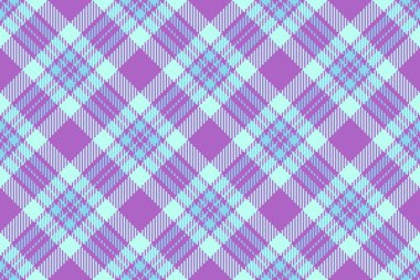 İnanılmaz bir çek, dikişsiz tekstil, elmas kumaş. Mor ve açık renk paletinde Afrika desenli tartan doku vektörü.