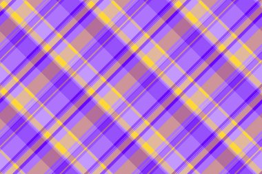 Xmas kumaş arka plan dokusu, tekstil olmayan sanat vektörü. Mor ve turuncu renk paletinde klas desenli tartan ekose denetimi.