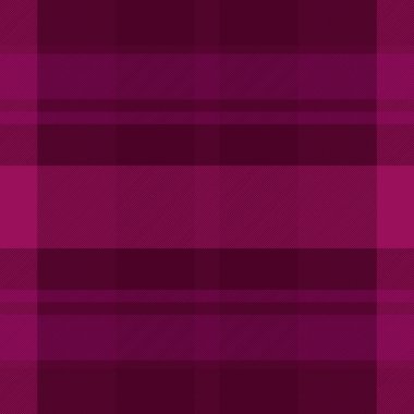 Panel desenli tartan, tazılar kumaş vektörünü kontrol ediyor. Pembe ve koyu renk palette ekosesiz tekstil dokusu.