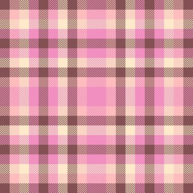 Tartan vektör deseni basılıyor, 60 'ların kumaş dokusu. Kırmızı ve pembe renk paletinde ekosesiz arkaplan kontrolünü yazdır.
