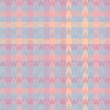 Orta desenli tartan kumaş, sanat geçmişi temiz. Sezonluk vektör dokusu ışık ve pastel renk paletinde ekose kumaş.
