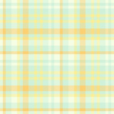 Süslü kumaş tartan vektörü, tazılar dişlerini kusursuz bir şekilde kontrol ediyor. Açık ve sarı renk paletinde yumuşak desenli ekose tekstil arkaplanı.