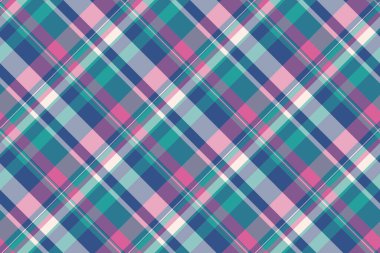 Kaz desenli arka plan vektörü, dikişsiz tartan dokusu. Panço ekose kumaş kumaş kontrol Pastel ve cyan renk paleti.