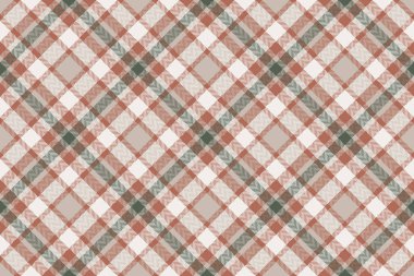 Dikensiz ekoseli örgü, arka plan vektörünü dekore et. Kostüm deseni pastel kumaş dokusu ve kırmızı renk paleti.