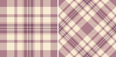 Zarif ekose desen seti. Klasik tartan tasarımı, modern leylak ve krem rengi. Tekstil, arka plan, el sanatları ve zamansız stil eklemek için ideal..