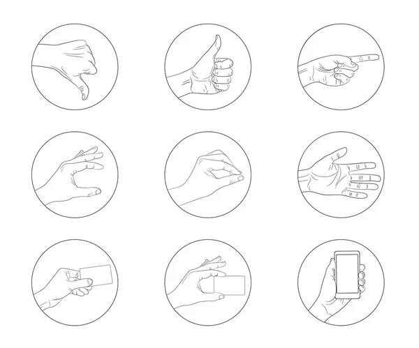 Main d'affaires gestes contour icône — Image vectorielle