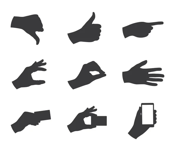 Business hand gestures silhouette — Stock Vector