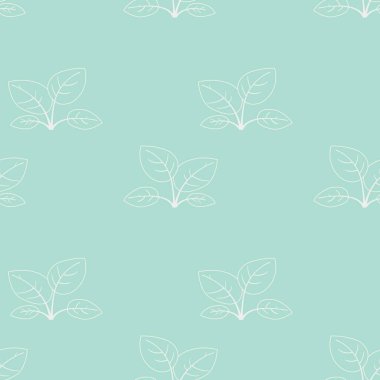 Yumuşak su arka planında minimalist beyaz yaprakların zarif, pürüzsüz deseni. Tekstil tasarımı, duvar kağıdı, ambalaj veya web sitesi geçmişi için mükemmel.