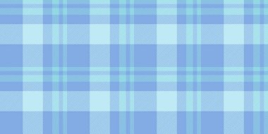 Tekstil dikişsiz, katlanmış kumaş tartan desenli ev kontrolü. Mavi ve açık renk paletinde çapraz doku ekose vektör arkaplanı.