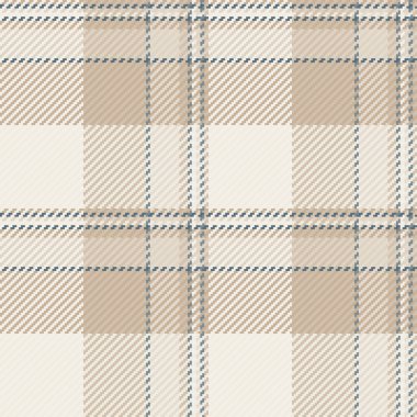 Tarafsız ekose desen. Krem rengi, bej rengi, ince mavi kumaş tasarımı. Arkaplan, tekstil veya zarif tasarım ögeleri için kullan.