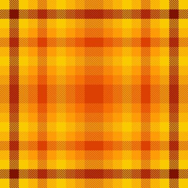 Üst kontrol tartan ekose, tattersall vektör dikişsiz tekstil. Parlak ve turuncu renk paletinde Vichy desenli kumaş arkaplan deseni.