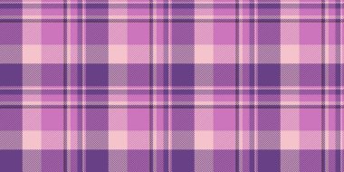 Kadınsı arkaplan dokusu, örtülmüş tartan deseni, dikişsiz. Perde tekstil ekose vektör kontrol pembe ve mor renk paleti.
