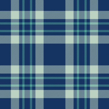 İplik kumaşı kumaş dokusu, arka plan vektörünü kontrol et. Bornoz tekstil ekose desenli mavi ve açık renk paleti.