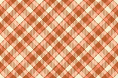 Dergisiz vektör kontrolü, oduncu tekstil ekose kumaş. Turuncu ve açık renk paletinde düzgün desen kumaş arkaplan deseni.