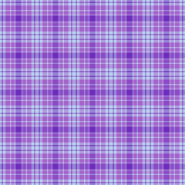 Soyut geçmiş kontrolü dokusu, karşılama kumaşı kusursuz vektör. Devamlılık desenli ekoseli kumaş menekşe ve açık renk paleti.