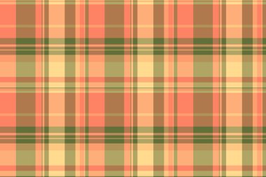 Gün boyu ekosesiz vektör, yorgan tartan arkaplan deseni. İlham kumaşı, turuncu ve sarı renk paletindeki tekstil dokusunu kontrol eder.