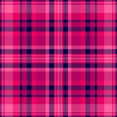 Düz kumaş kontrol vektörü, internet desenli tartan. Bileşik tekstil arka plan ekoseli pembe ve parlak renk paletinde pürüzsüz.