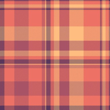 40 'ların kumaş dokusu, tekrarlanabilir şablonlar, kusursuz kontrol vektörü. Sonbahar ekose arkaplan deseni kırmızı ve turuncu renk paletinde.