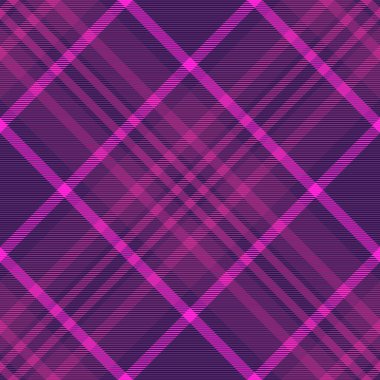 Hobisiz model vektörü, sanatsal doku kumaş arka planı. Paisley ekose kumaş kontrol mor ve mor renk paleti.