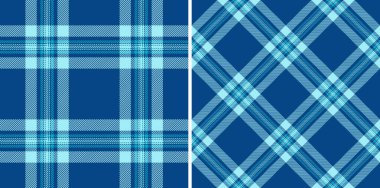 Tartan vektör tekstilinin ekose kumaş arka planında kusursuz desenler var. Sıcak battaniye için deniz renklerine bürünmüş.