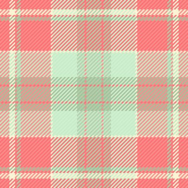Saf kumaş arkaplan ekoseli, vektör kontrol şablonu. Müşteri dokusu kırmızı ve açık renk paletinde dikişsiz tekstil tartan.
