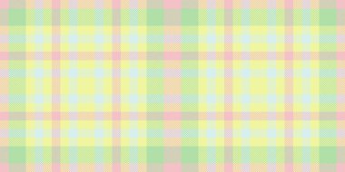 Yemek odası doku kontrolü vektörü, ekose desenli tartan. Havlu tekstil arka planı ışık ve kireç rengi paletinde dikişsiz kumaş.