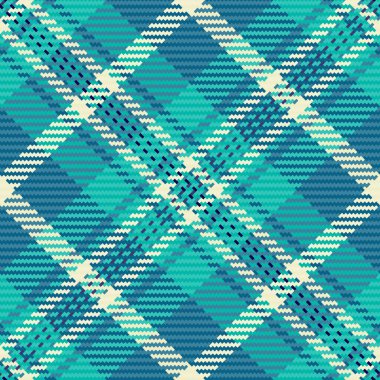 Kavramsal arka plan desenli ekose, boya desenli vektör tartan. Tekstil dikişsiz kumaş at Cyan ve deniz mavisi renk paleti ile kontrol et.