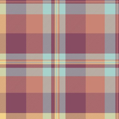 Amerikan özgeçmiş kontrolü, kısmen kumaş vektörü tekstili. Eğri desenli ekoseli, pembe ve kırmızı renk paletinde kusursuz..