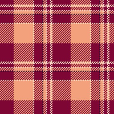 Masa örtüsü desenli kumaş kumaş kumaş, madras arkaplan desenli tekstil. Nötr ve turuncu renk paletinde ekose vektör denetimi.