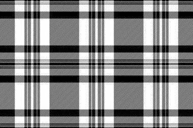 Tazılar diş tartan tekstil, iyi desenli dikişsiz doku. Siyah ve beyaz renk paletinde düzensiz kumaş arkaplan kontrolü.