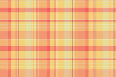 Üst vektör tartan ekose, çizgili, dikişsiz tekstil deseni. Mat doku arka plan kumaş kontrol turuncu ve sarı renk paleti.