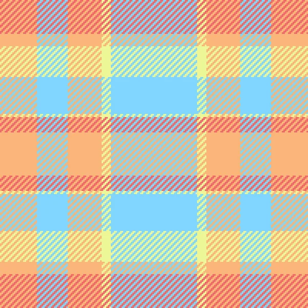 Jpg kumaş dokusunu kontrol et, yeni model vektör kusursuz. Kolaj tartan arkaplan tekstil cyan ve turuncu renk paleti.